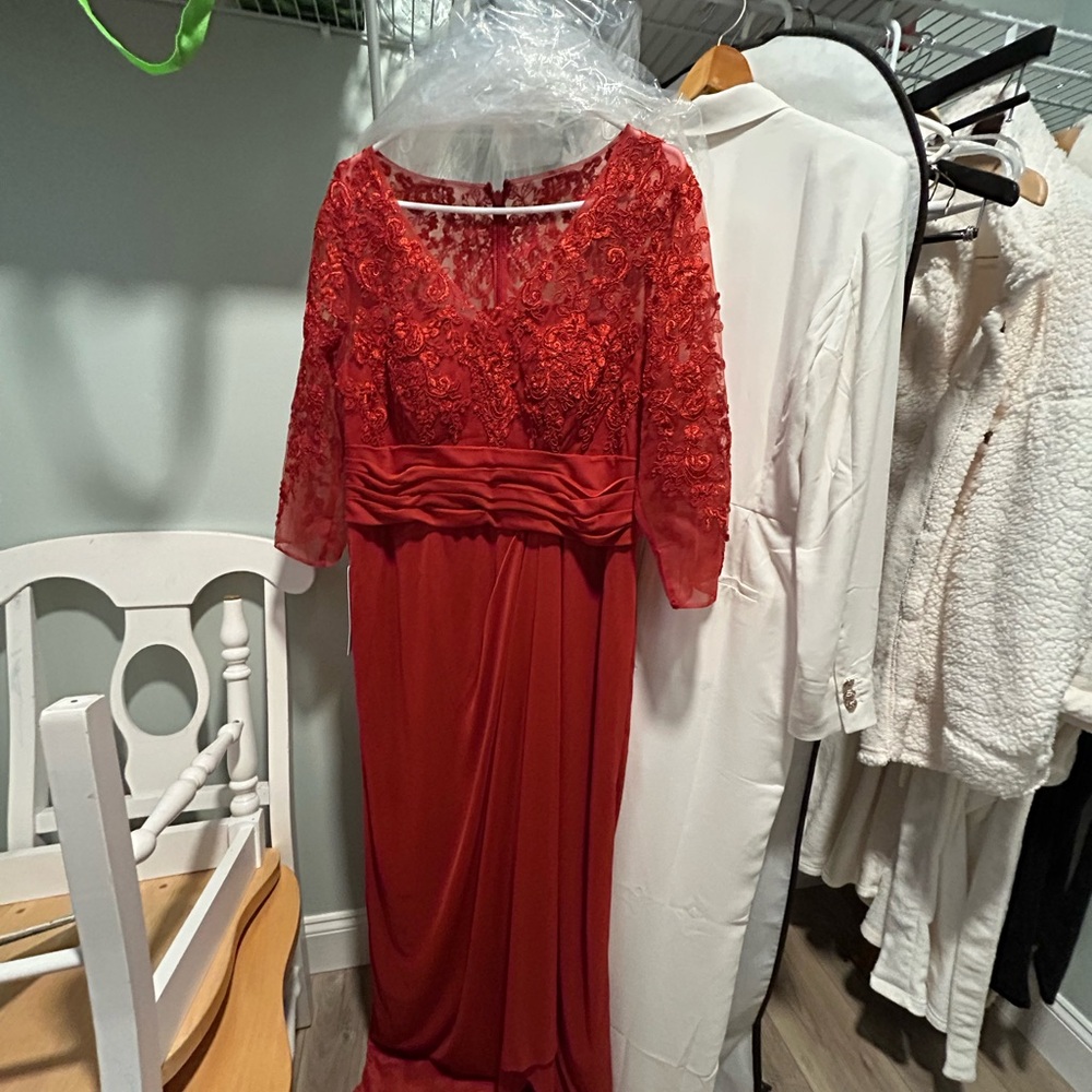Azazie Red Long Sleeve Lace Dress
